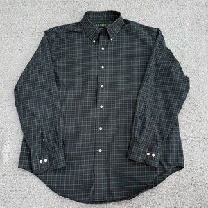 Ralph Lauren Men's Dark Plaid Button Down Shirt 17 34/35